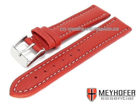 Uhrenarmband Arendal 18mm rot Leder genarbt helle Naht von MEYHOFER (Schließenanstoß 18 mm)