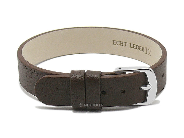 Uhrenarmband Kufstein 10mm dunkelbraun Leder glatt Durchzugsband von Meyhofer
