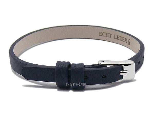 Uhrenarmband Kufstein 06mm dunkelblau Leder glatt Durchzugsband von Meyhofer