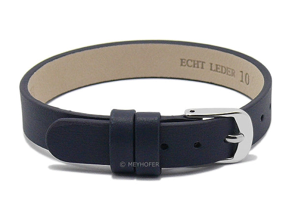 Uhrenarmband Kufstein 12mm dunkelblau Leder glatt Durchzugsband von Meyhofer