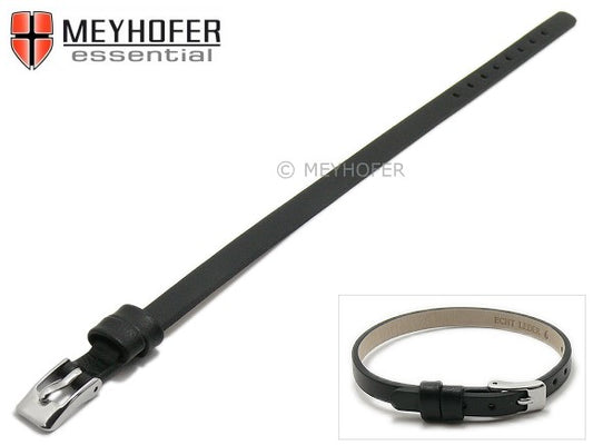 Uhrenarmband Kufstein 10mm schwarz Leder glatt Durchzugsband von Meyhofer