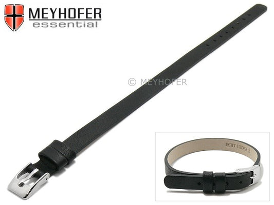 Uhrenarmband Kufstein 08mm schwarz Leder glatt Durchzugsband von Meyhofer