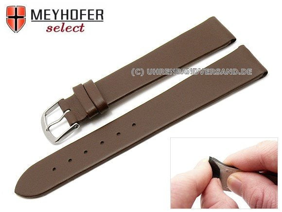 Uhrenarmband Rockhampton 16mm Clip-Anstoß dunkelbraun Leder glatt matt von MEYHOFER (Schließenanstoß 16 mm)