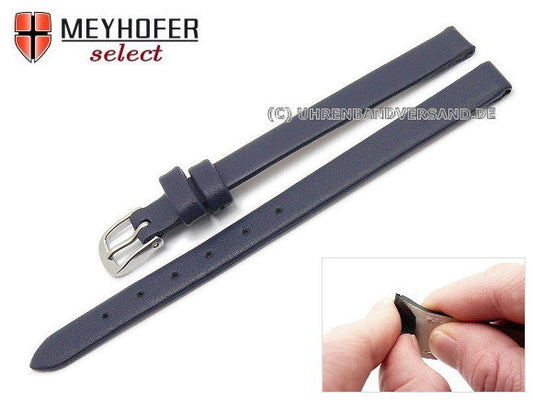 Uhrenarmband Rockhampton 08mm Clip-Anstoß dunkelblau Leder glatt matt von MEYHOFER (Schließenanstoß 08 mm)