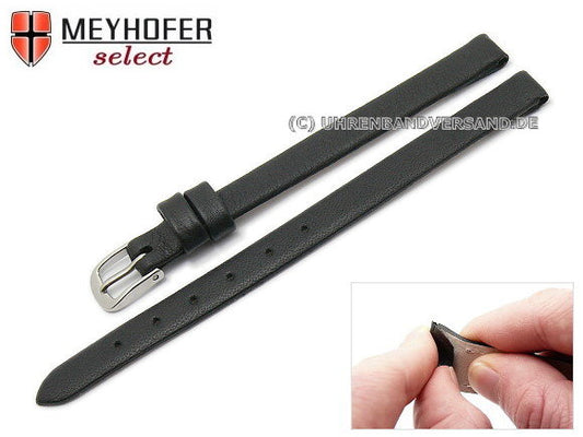 Uhrenarmband Rockhampton 08mm Clip-Anstoß schwarz Leder glatt matt von MEYHOFER (Schließenanstoß 08 mm)