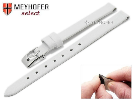 Uhrenarmband Rockhampton 08mm Clip-Anstoß weiß Leder glatt matt von MEYHOFER (Schließenanstoß 08 mm)