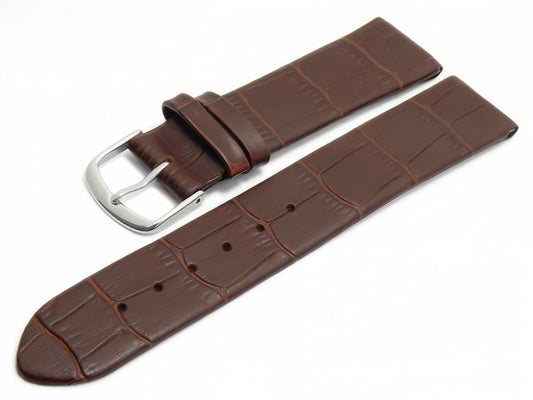 Uhrenarmband Temuco mit Clip-Anstoß Leder dunkelbraun extralang XL