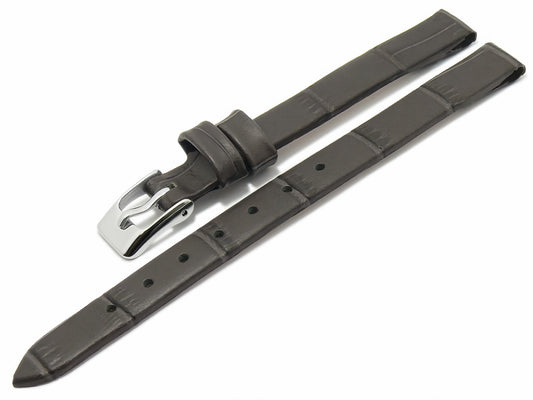 Leder-Uhrenarmband Pensacola schmal grau Alligator-Prägung mit Clip-Anstoß für feste Stege
