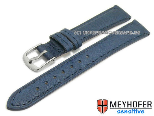 Uhrenarmband Alvesta 12mm dunkelblau genarbt echt Kalb von MEYHOFER (Schließenanstoß 10 mm)