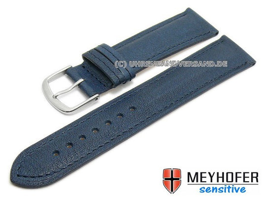 Uhrenarmband Alvesta 16mm dunkelblau genarbt echt Kalb von MEYHOFER (Schließenanstoß 14 mm)