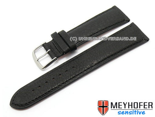 Uhrenarmband Alvesta 18mm schwarz genarbt echt Kalb von MEYHOFER (Schließenanstoß 16 mm)
