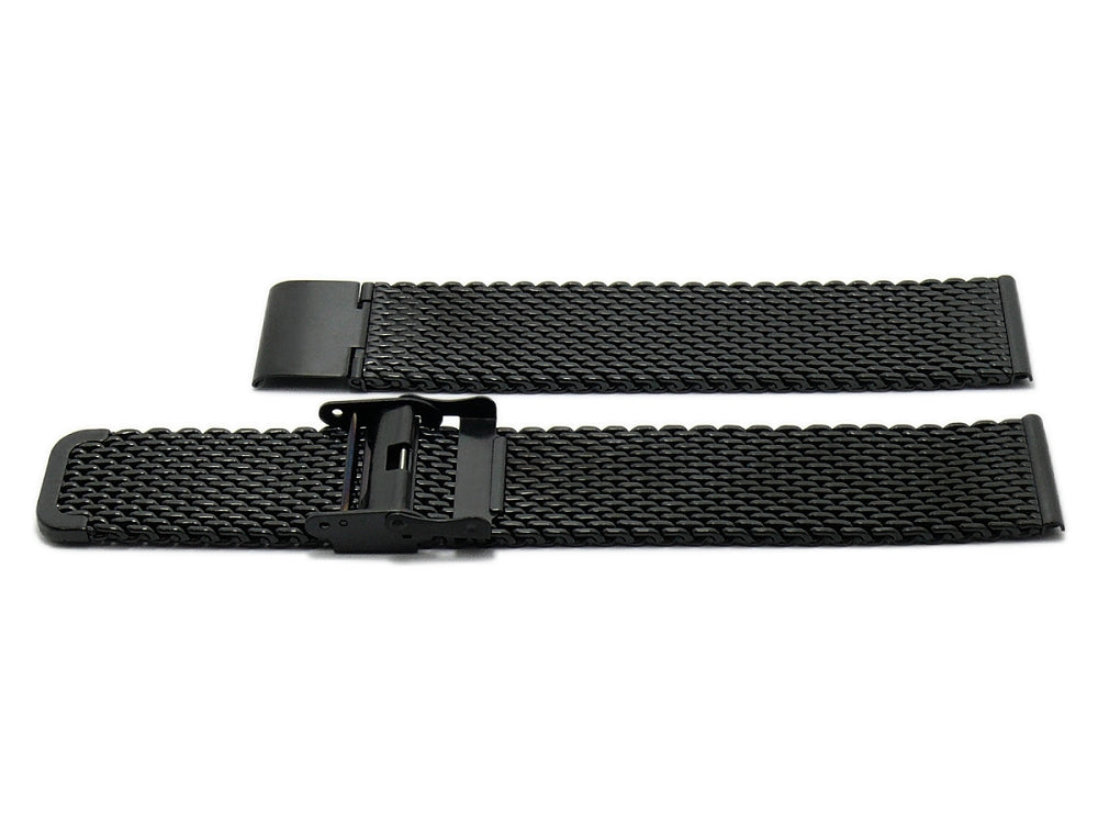 Milanaise-Uhrenarmband Galesburg superlang XXL schwarz Schiebeverschluss