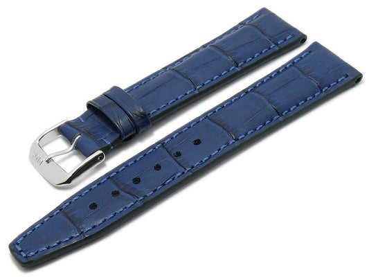 Uhrenarmband Dallas 21mm dunkelblau Leder Alligator-Prägung abgenäht von RIOS (Schließenanstoß 18 mm)
