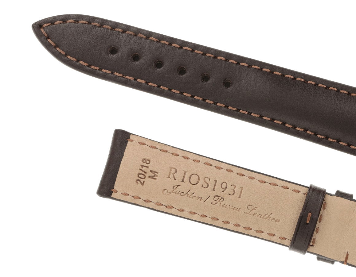 Premium-Uhrenband aus Juchtenleder Modell Moscow dunkelbraun von RIOS1931 Deutschland