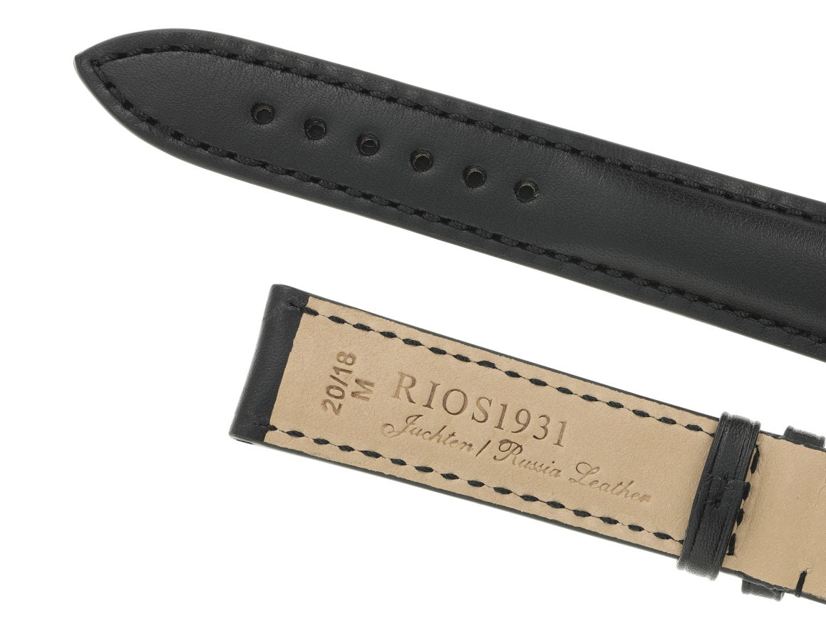 Premium-Uhrenband aus Juchtenleder Modell Moscow schwarz von RIOS1931 Deutschland