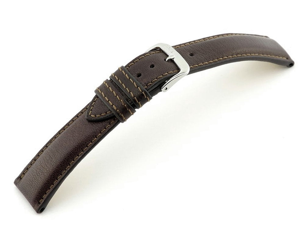 Uhrenarmband SCHONGAU aus BIO-Leder genarbt dunkelbraun der Marke RIOS1931