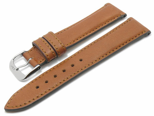 Uhrenband BIO-Leder SCHONGAU hellbraun abgenaeht von RIOS1931 - Made in Germany