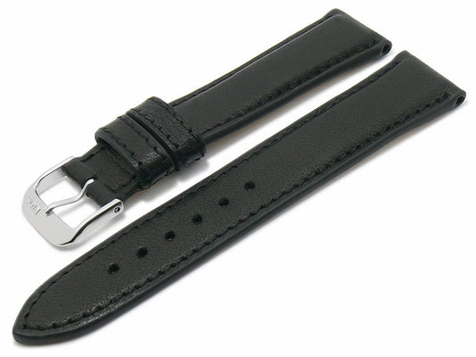 Uhrenband BIO-Leder SCHONGAU schwarz abgenaeht von RIOS1931 - Made in Germany