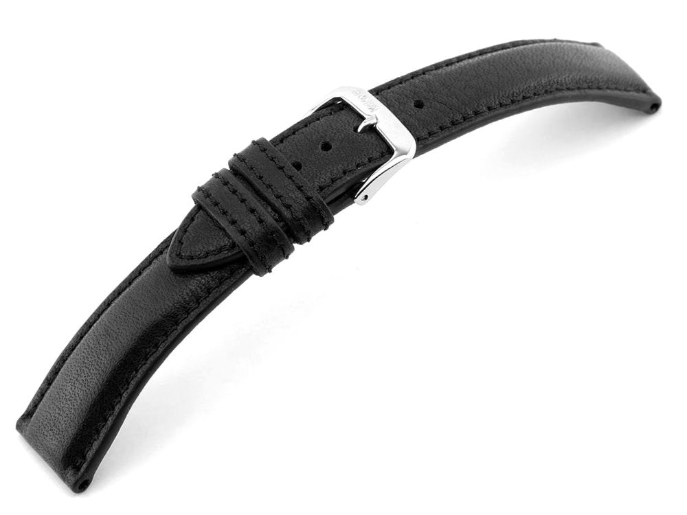 Uhrenarmband SCHONGAU aus BIO-Leder genarbt schwarz der Marke RIOS1931