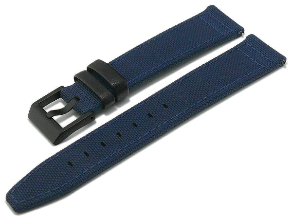 Uhrenarmband Cordura Line 22mm dunkelblau Cordura/Leder mit EASY-CLICK Stegen von STAILER (Schließenanstoß 20 mm)