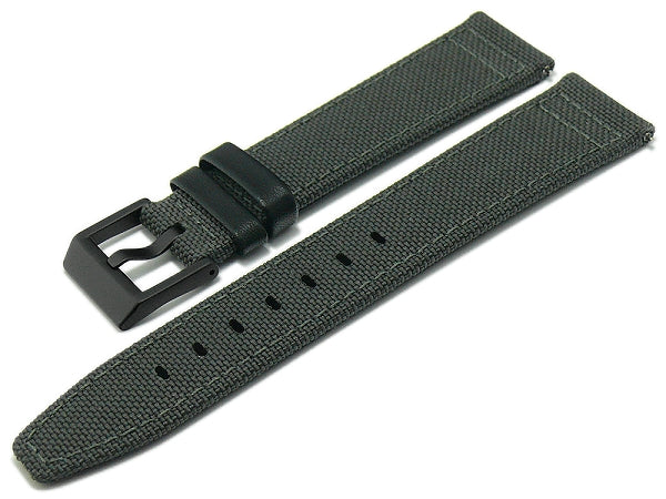Uhrenarmband Cordura Line 20mm grau Cordura/Leder mit EASY-CLICK Stegen von STAILER (Schließenanstoß 18 mm)