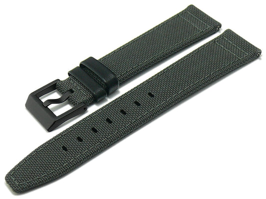 Uhrenarmband Cordura Line 22mm grau Cordura/Leder mit EASY-CLICK Stegen von STAILER (Schließenanstoß 20 mm)
