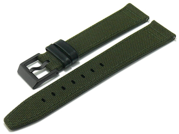 Uhrenarmband Cordura Line 22mm olivgrün Cordura/Leder mit EASY-CLICK Stegen von STAILER (Schließenanstoß 20 mm)
