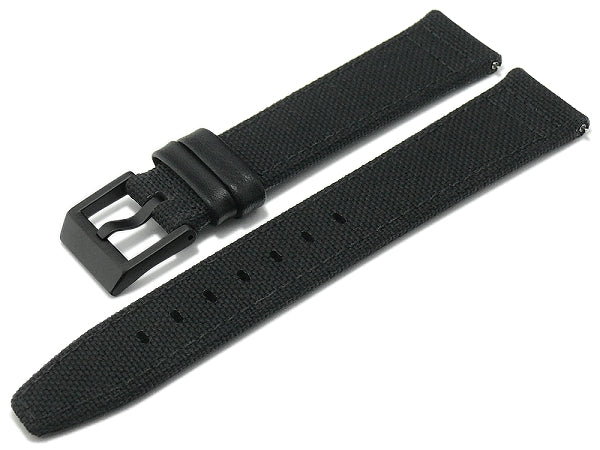 Uhrenarmband Cordura Line 20mm schwarz Cordura/Leder mit EASY-CLICK Stegen von STAILER (Schließenanstoß 18 mm)