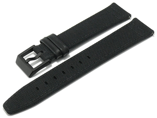 Uhrenarmband Cordura Line 22mm schwarz Cordura/Leder mit EASY-CLICK Stegen von STAILER (Schließenanstoß 20 mm)