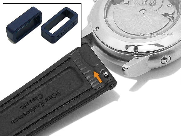 Hybrid-Uhrband Max Endurance Classic 22mm d. blau Leder/Silikon Allig.-Präg. Easy-Click STAILER (Schließenanst. 20 mm)