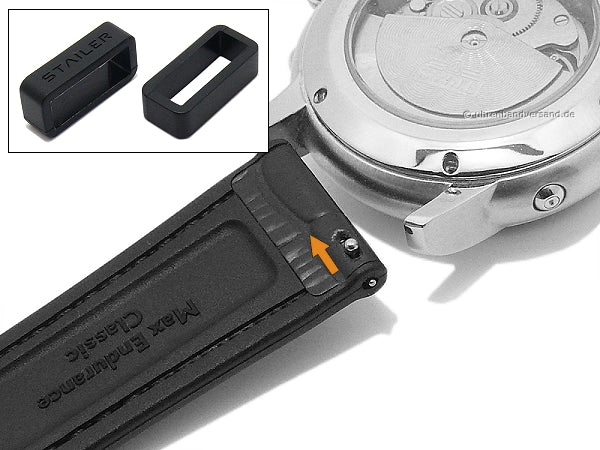 Hybrid-Uhrband Max Endurance Classic 22mm schwarz Leder/Silikon Allig-Präg. Easy-Click STAILER (Schließenanst. 20 mm)