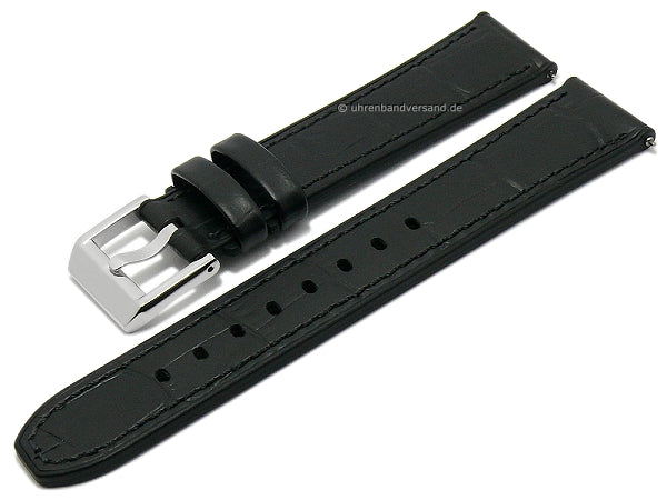 Hybrid-Uhrband Max Endurance Classic 20mm schwarz Leder/Silikon Allig-Präg. Easy-Click STAILER (Schließenanst. 18 mm)