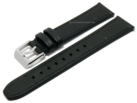 Hybrid-Uhrband Max Endurance Classic 20mm schwarz Leder/Silikon Allig-Präg. Easy-Click STAILER (Schließenanst. 18 mm)