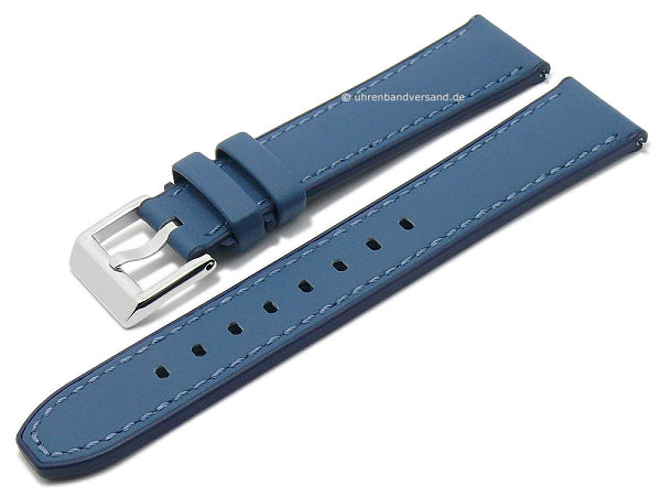 Hybrid-Uhrband Max Endurance Classic 18mm mittelblau Anilin-Leder/Silikon Easy-Click STAILER (Schließenanst. 16 mm)