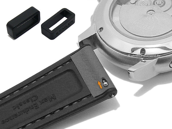 Hybrid-Uhrband Max Endurance Classic 22mm dunkelgrau Anilin-Leder/Silikon Easy-Click STAILER (Schließenanst. 20 mm)
