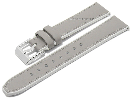 Hybrid-Uhrband Max Endurance Classic 18mm hellgrau Anilin-Leder/Silikon Easy-Click von STAILER (Schließenanst. 16 mm)