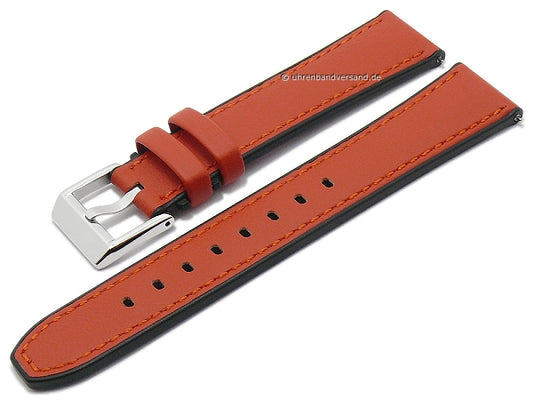 Hybrid-Uhrband Max Endurance Classic 18mm orange Anilin-Leder/Silikon Easy-Click STAILER (Schließenanst. 16 mm)