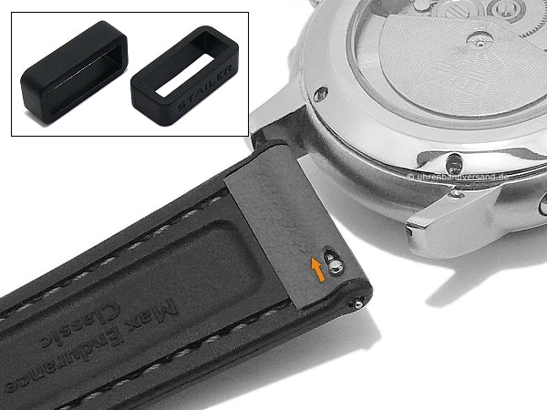 Hybrid-Uhrband Max Endurance Classic 18mm schwarz Anilin-Leder/Silikon Easy-Click von STAILER (Schließenanst. 16 mm)