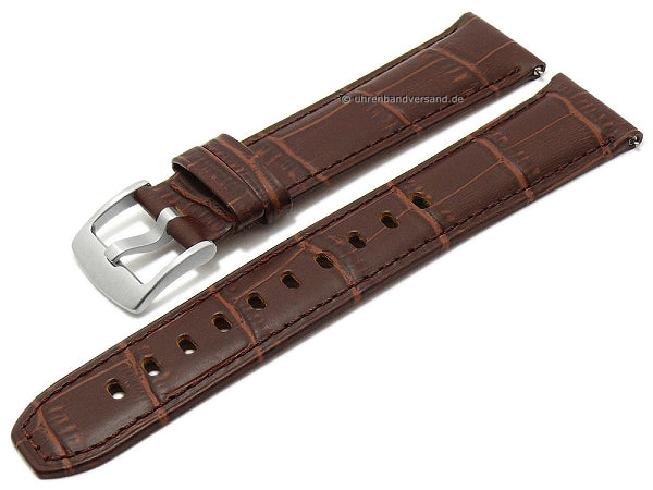 Uhrenarmband Smart Classic 20mm mittelbraun Leder Alligator-Prägung EASY-CLICK von STAILER (Schließenanstoß 18 mm)