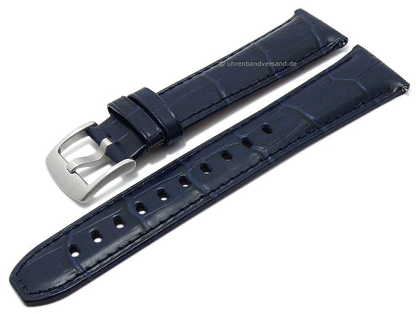 Uhrenarmband Smart Classic 20mm dunkelblau Leder Alligator-Prägung EASY-CLICK von STAILER (Schließenanstoß 18 mm)