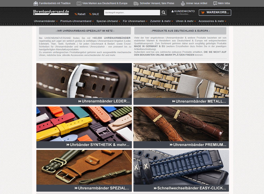 Mehr Uhrenarmbänder: Uhrenbandversand.de